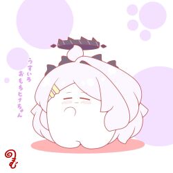  ahoge blue_archive blush closed_eyes closed_mouth colored_shadow commentary_request grey_hair hair_ornament hairclip halo hand_up highres hina_(blue_archive) horns kurukurumagical long_hair parted_bangs shadow single_hair_intake smile solo standing translation_request very_long_hair white_background 