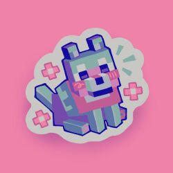 animal animal_focus baby_animal blush carrot_andlemon commentary dog english_commentary flower_symbol looking_at_viewer low_poly minecraft minecraft_(style) no_humans notice_lines official_style outline pawpads pink_background puppy simple_background sitting solo white_outline wolf wolf_(minecraft) 