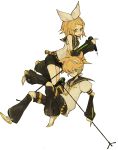  kagamine_rin l_hakase microphone microphone_stand siblings twins vocaloid 