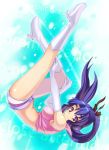  blue_hair boots elbow_gloves gloves hotpants long_hair midriff oryou ponytail purple_eyes short_shorts shorts solo sos_galactic_patrol suzumiya_haruhi_no_yuuutsu violet_eyes white_boots 