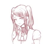  1girl bangs bbi_neng english_commentary eyebrows_visible_through_hair highres jill_stingray long_hair looking_at_viewer monochrome necktie shirt sidelocks simple_background sketch skirt solo twintails upper_body va-11_hall-a vest white_background 