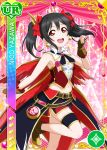  black_hair blush cape character_name dress long_hair love_live!_school_idol_festival love_live!_school_idol_project red_eyes smile twintails yazawa_nico 