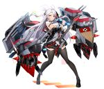  1girl admiral_hipper_(azur_lane) admiral_hipper_(azur_lane)_(cosplay) admiral_hipper_(muse)_(azur_lane) antenna_hair azur_lane bangs bare_shoulders black_footwear black_jacket black_legwear black_skirt breasts brown_eyes collared_shirt cosplay eyebrows_visible_through_hair floating_hair full_body guitar holding holding_instrument idol instrument iron_cross jacket large_breasts loafers long_hair long_sleeves looking_at_viewer luse_maonang machinery miniskirt mole mole_on_breast multicolored_hair necktie off-shoulder_jacket open_mouth pleated_skirt prinz_eugen_(azur_lane) redhead shirt shoes simple_background skirt sleeveless sleeveless_shirt solo standing streaked_hair swept_bangs thigh-highs turret two_side_up very_long_hair white_background white_shirt zettai_ryouiki 