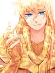  1boy armor blonde_hair blue_eyes face long_hair saint_seiya virgo_shaka 