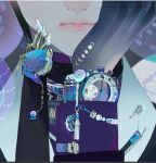  1other ambiguous_gender black_skin brooch close-up cuff_links gem hand_on_own_cheek hand_on_own_face jewelry lips makeup necklace nishihara_isao original out_of_frame solo turtleneck watch watch 