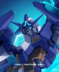  absurdres blue_eyes copyright_name ebikawa_kanetake episode_number glowing glowing_eyes gundam gundam_build_divers gundam_build_divers_re:rise gundam_try_age_magnum highres looking_down mecha no_humans official_art science_fiction solo v-fin 