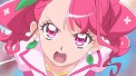  1girl bangs collarbone cure_grace dearigazu2001 earrings eyebrows_visible_through_hair healin&#039;_good_precure highres jewelry long_hair looking_at_viewer open_mouth pink_eyes pink_hair portrait precure shiny shiny_hair solo swept_bangs v-shaped_eyebrows 