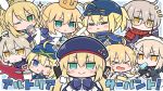  &gt;_&lt; adjusting_eyewear ahoge animal_ears armor artoria_pendragon_(all) artoria_pendragon_(caster) artoria_pendragon_(lancer_alter) artoria_pendragon_(swimsuit_archer) artoria_pendragon_(swimsuit_rider_alter) artoria_pendragon_(swimsuit_ruler)_(fate) beret blonde_hair blue_eyes blue_headwear blue_jacket blue_neckwear blush commentary_request crown fate/grand_order fate_(series) food frilled_hairband frills fur-trimmed_jacket fur_trim glasses green_eyes hair_ornament hairband hat jacket multiple_girls mysterious_heroine_x mysterious_heroine_x_(alter) mysterious_heroine_xx_(foreigner) nejikirio one_eye_closed open_mouth popsicle rabbit_ears rhongomyniad saber scarf smile sparkle surprised tongue tongue_out translation_request water_gun yellow_eyes 