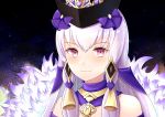  1girl closed_mouth fire_emblem fire_emblem:_three_houses fire_emblem_heroes hair_ornament hat highres long_hair lysithea_von_ordelia pink_eyes pppepetps smile solo upper_body white_hair 