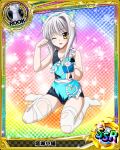  1girl animal_ears apron box card_(medium) cat_ears cat_girl cat_hair_ornament character_name chess_piece fake_animal_ears gift gift_box hair_ornament high_school_dxd looking_at_viewer official_art one_eye_closed open_mouth paw_pose rook_(chess) short_hair silver_hair smile solo source_request thigh-highs torn_clothes toujou_koneko trading_card white_legwear yellow_eyes 
