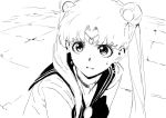  bangs bishoujo_senshi_sailor_moon choker crescent crescent_earrings derivative_work diadem e_eel earrings greyscale hair_over_shoulder heart heart_choker highres jewelry looking_at_viewer monochrome parted_bangs parted_lips sailor_collar sailor_moon sailor_moon_redraw_challenge sailor_senshi_uniform screencap_redraw tsukino_usagi upper_body 