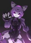  animal_ears borrowed_character cat_ears claw_pose claws commission glowing glowing_eyes highres looking_at_viewer mechanical_ears mechanization metal_skin no_humans original purple_hair rati_(absoluteblue) robot solo violet_eyes 