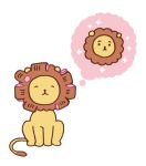  ^_^ animal_focus closed_eyes hair_rollers hirasawa_minami imagining lion no_humans original simple_background solo sparkle thought_bubble white_background |3 