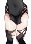  1girl absurdres arknights black_legwear covered_navel fanshu grey_background highres huge_filesize lower_body simple_background solo standing thigh-highs thighs tomimi_(arknights) 