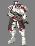  1boy armor brups_tv clone_trooper commission english_commentary grey_background gun helmet highres holding holding_gun holding_weapon looking_to_the_side original solo standing star_wars visor weapon 