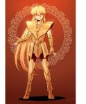  1boy androgynous armor bindi blonde_hair eyes_closed golden_armor long_hair male mizuhara_aki saint_seiya smile virgo_shaka 