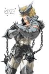  armor ball_and_chain blonde_hair cerberus_dante crossed_arms posing saint_seiya silver_armor simple_background 