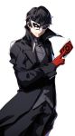  1boy amamiya_ren black_hair gloves highres jacket looking_at_viewer mask nakano_maru persona persona_5 red_gloves short_hair smile 