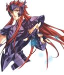  1boy aquarius_camus armor floating_hair highres light_skinned_male looking_at_viewer looking_down male mrmarchhare purple_armor red_hair saint_seiya simple_background solo_focus white_background 