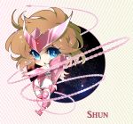  androgynous andromeda_shun armor brown_hair chibi han-0v0 pink_armor saint_seiya 