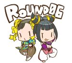  2girls :&gt; :p blush_stickers capcom chibi chun-li english_text han_juri holding_hands lowres multiple_girls nanboku simple_background smile street_fighter tongue tongue_out white_background |_| 