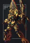  absurdres black_background brayanong999 character_name clenched_hands commentary gundam gundam_narrative highres looking_down mecha mechanical_wings no_humans nt-d red_eyes standing unicorn_gundam_phenex v-fin wings 