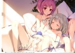  2girls :o absurdres bloomers breasts camisole check_translation closed_eyes collarbone covered_nipples eyeball frills green_hair hair_brush hair_brushing hairband hat hat_ribbon heart heart_of_string highres indoors ke-ta komeiji_koishi komeiji_satori lap_pillow multiple_girls non-web_source partially_translated pillow pink_eyes pink_hair reclining ribbon shade short_hair siblings sisters sleeping small_breasts smile spread_legs strap_slip third_eye touhou translation_request underwear underwear_only white_bloomers wide_sleeves 