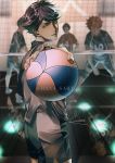  4boys absurdres ball black_hair character_request haikyuu!! hanaya_(tmkw5528) highres hinata_shouyou holding holding_ball kageyama_tobio looking_at_viewer male_focus multiple_boys oikawa_tooru_(haikyuu!!) open_mouth orange_hair short_hair short_sleeves shorts sportswear standing volleyball volleyball_uniform yellow_eyes 