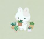  ayu_(mog) flower grey_background no_humans original plant potted_plant rabbit red_flower signature simple_background solo 