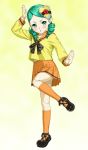  doll_joints fighting_stance ichikawa_masahiro kanaria kneehighs orange_dress orange_legwear rozen_maiden school_uniform yellow_background 