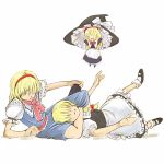  178 blonde_hair braid cervus doll hair_ribbon hairband hat kirisame_marisa lowres ribbon shanghai shanghai_doll short_hair touhou triangle_choke witch_hat wrestling 