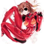  1girl breasts duct_tape eyepatch hair_ornament highres light_brown_hair neon_genesis_evangelion plugsuit rebuild_of_evangelion shikinami_asuka_langley sixingcao solo souryuu_asuka_langley two_side_up violet_eyes 