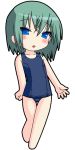  blush chibi flat_chest green_hair iwasaki_minami lucky_star neopure one-piece_swimsuit school_swimsuit swimsuit 