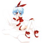  bare_shoulders blue_hair bunny detached_sleeves hair_ribbon hair_ribbons original panties pantyshot pleinair pointy_ears rabbit red_eyes ribbon ribbons sakurai_yuyu short_hair stuffed_animal stuffed_toy thigh-highs thighhighs underwear usagi-san zettai_ryouiki 