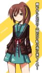  genderswap kyon kyonko okaka ponytail school_uniform solo suzumiya_haruhi_no_yuuutsu 