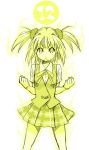  mahou_sensei_negima mahou_sensei_negima! mikami_komata mikami_konu monochrome plaid plaid_skirt skirt tartan yellow 
