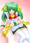  green_hair kotobuki_utage long_hair maid ribbon ribbons thigh-highs thighhighs twintails 
