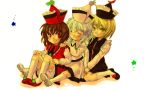  lunasa_prismriver lyrica_prismriver merlin_prismriver multiple_girls ono_mochiko siblings sisters sitting touhou 