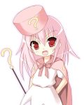  benesse cape fang hat hatena_yousei pink_hair red_eyes safi simple_background 