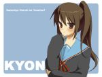  kyon kyonko lowres ponytail school_uniform solo suzumiya_haruhi_no_yuuutsu 