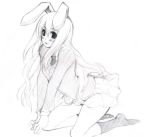 bunny_ears monochrome oohira_sansetto rabbit_ears reisen_udongein_inaba touhou 