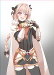  1boy armor armored_dress astolfo_(fate) black_bow black_dress black_legwear bow braid cloak dress fang fate/apocrypha fate/grand_order fate_(series) fur-trimmed_cloak fur_trim gauntlets gorget hair_bow hair_intakes happy heart heart-shaped_pupils heart_hands highres long_braid long_hair long_sleeves male_focus multicolored_hair open_mouth otoko_no_ko pharamacom pink_hair puffy_sleeves single_braid solo streaked_hair symbol-shaped_pupils thigh-highs violet_eyes white_cloak 