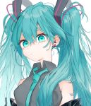  1girl absurdres bangs blue_eyes blue_hair blue_neckwear close-up hatsune_miku highres konsento looking_down necktie solo twintails vocaloid 