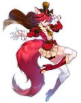  1girl animal_ears bangs bike_shorts boots brown_cape brown_headwear brown_neckwear cape closed_mouth cure_chocolat dog_ears dog_girl dog_tail eyebrows_visible_through_hair full_body fur_boots gloves hair_between_eyes hat high_heel_boots high_heels highres kirakira_precure_a_la_mode looking_at_viewer magical_girl medium_hair miniskirt nasaniliu necktie pleated_skirt precure red_eyes red_footwear red_shorts shiny shiny_hair short_necktie short_shorts shorts shorts_under_skirt simple_background skirt smile solo tail thigh-highs white_background white_gloves white_legwear white_skirt 