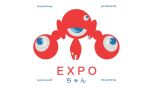  blue_eyes creature expo2025 extra_eyes half-closed_eyes highres looking_at_viewer no_arms no_humans personification pigeon-toed simple_background solo soukifrog twitter_username white_background 