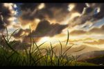 clouds cloudy_sky grass highres hill inika no_humans original scenery sky sunset translation_request 