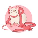  :&lt; animal animal_focus circle commentary english_commentary full_body looking_at_viewer no_humans original pink_background pink_ribbon rat ribbon rii_abrego signature simple_background solo two-tone_background white_background 