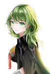  1girl bangs breasts byleth_(fire_emblem) byleth_eisner_(female) commentary_request fire_emblem fire_emblem:_three_houses green_eyes green_hair highres large_breasts long_hair looking_at_viewer luduet partial_commentary simple_background solo upper_body white_background 