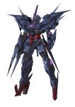  absurdres beam_rifle cunkou_mangren dark_persona energy_gun fusion gn_drive gundam gundam_00_sky gundam_build_divers highres looking_down mecha no_humans solo standing v-fin violet_eyes weapon white_background 