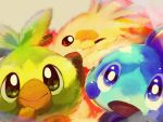  closed_mouth commentary_request fur gen_8_pokemon grookey hand_to_own_mouth highres no_humans open_mouth pokemon pokemon_(creature) scorbunny shieriru smile sobble starter_pokemon starter_pokemon_trio tongue 